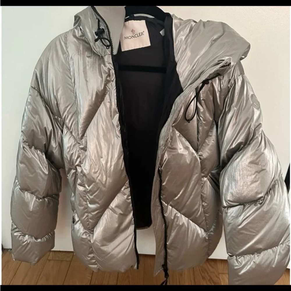 Moncler Metallic Silver Puffer Jacket